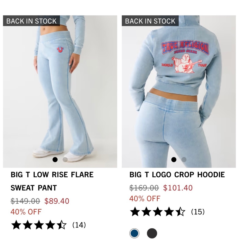 Excellent condition womens true religion set